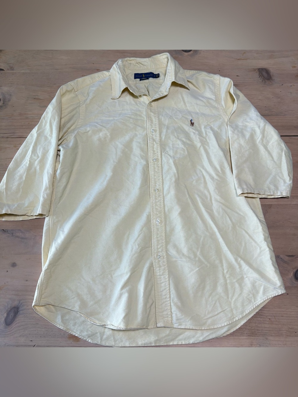 Ralph Lauren Pale Yellow Short-Sleeve Button-Down Shirt